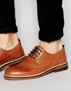 Asos Derby Shoes In Tan Leather With Natural Rand - Tan