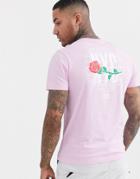 Asos Design T-shirt With City And Flower Back Print-pink