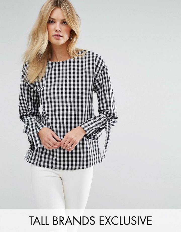 Missguided Tall Tie Cuff Brushed Cotton Blouse - Multi