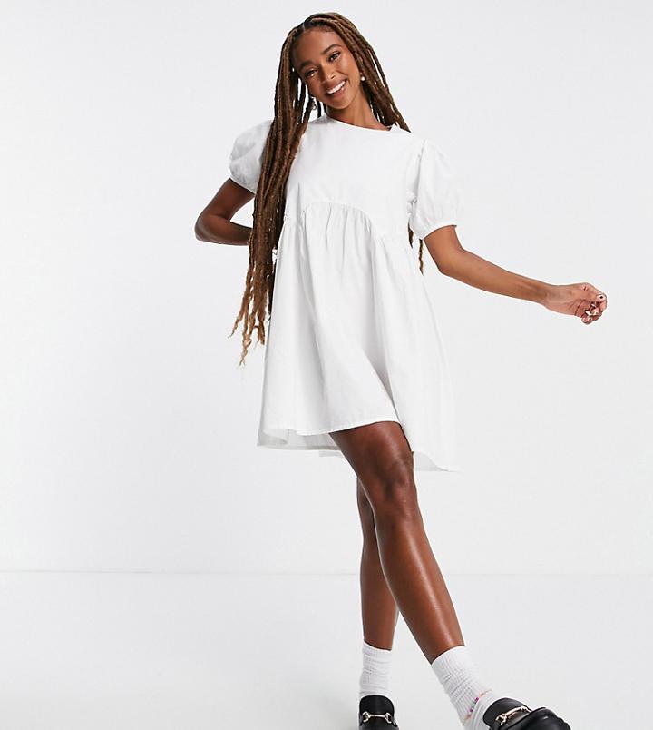 Collusion Waist Detail Smock Mini Dress In White