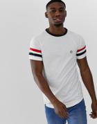 Le Breve Arm Stripe Ringer T-shirt - White
