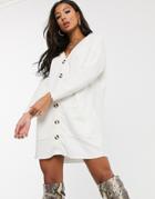 Asos Design Oversized Super Soft Button Through Dress-white