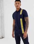 Asos Design Polo Shirt With Contrast Tape In Navy