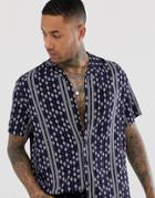 Good For Nothing Revere Collar Shirt In Navy Print