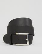 Asos Design Leather Silver Buckle Waist And Hip Jeans Belt-black