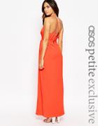 Asos Petite Plunge Maxi Dress With Strappy Back - Orange