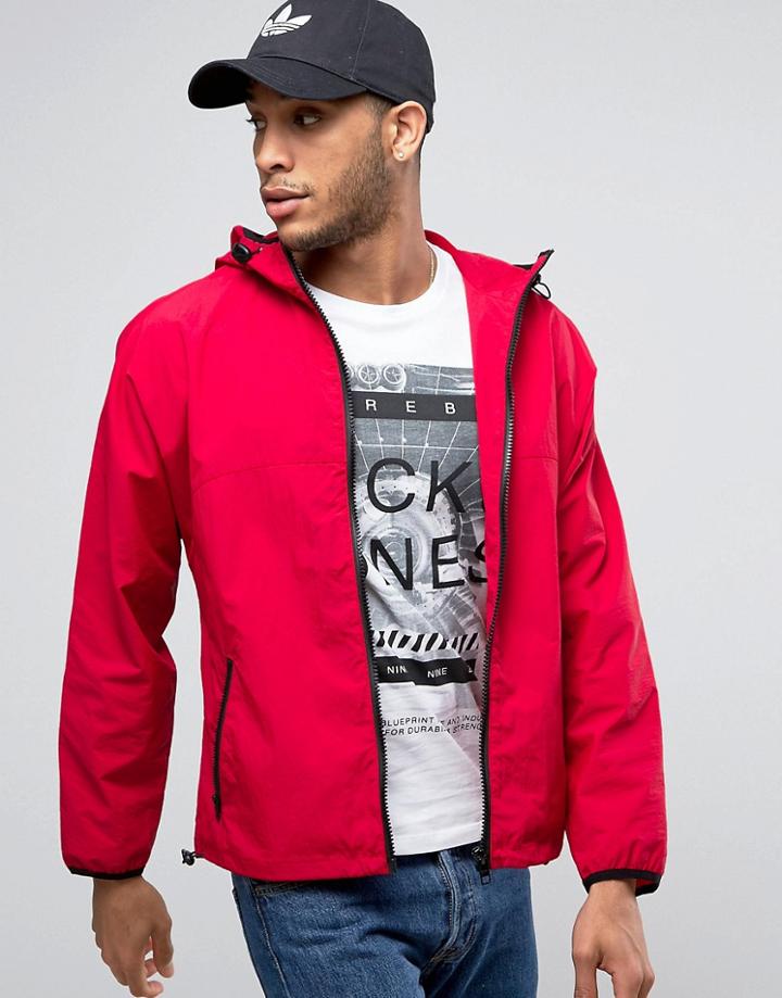 Asos Zip Through Windbreaker In Red - Red