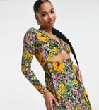 Only Petite Twist Front Cut Out Mini Dress In Bright Floral-multi