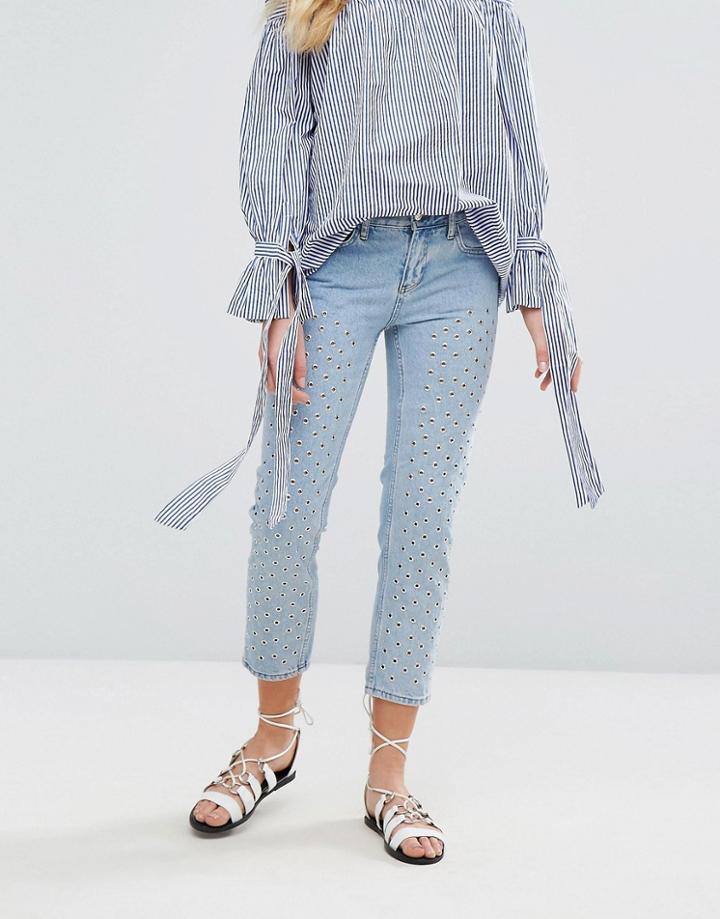 Mango Eyelet Detail Jean - Blue