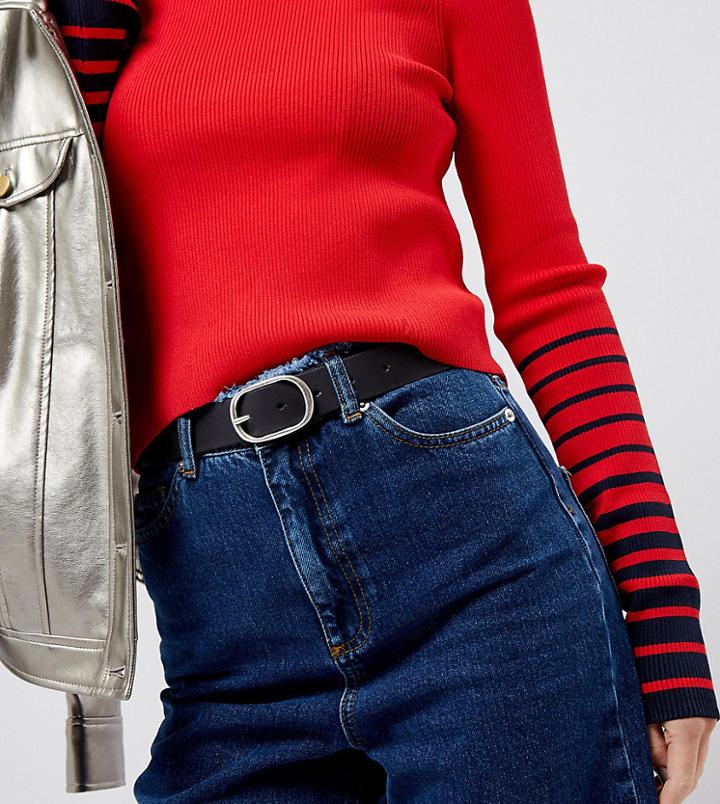 Retro Luxe Plain Leather Extra Long Jeans Belt - Black