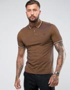Fred Perry Slim Fit Tipped Oxford Weave Polo In Mustard - Yellow