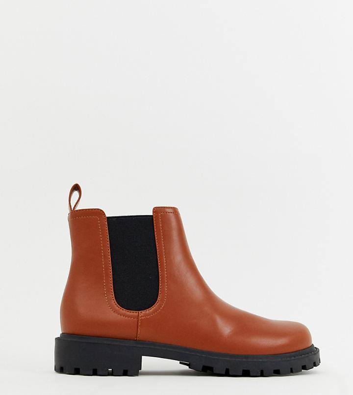 Monki Chelsea Boots In Faux Leather In Tan - Orange