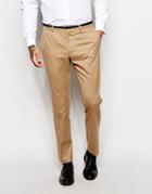 Asos Skinny Fit Suit Pants With Velvet Trim - Camel