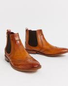 Base London Gaffer Brogue Chelsea Boots In Tan