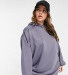 Asos Design Curve Oversized Mini Sweatshirt Hoodie Dress In Slate Gray-grey
