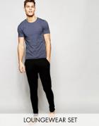 Asos Loungewear Muscle T-shirt And Skinny Joggers Set - Navy