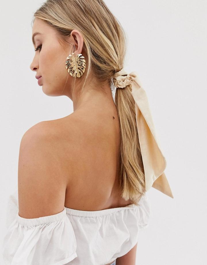 Asos Design Cotton Hair Scarf In Cream - Cream
