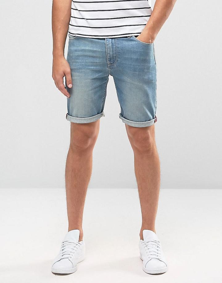 Asos Denim Shorts In Super Skinny Light Blue - Blue