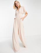 Maya V Back V Neck Jumpsuit In Blush Pink