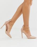 Public Desire Volt Tie Up Heeled Shoes-beige