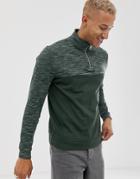 Asos Design Half Zip Sweatshirt With Interest Fabric Color Block In Green