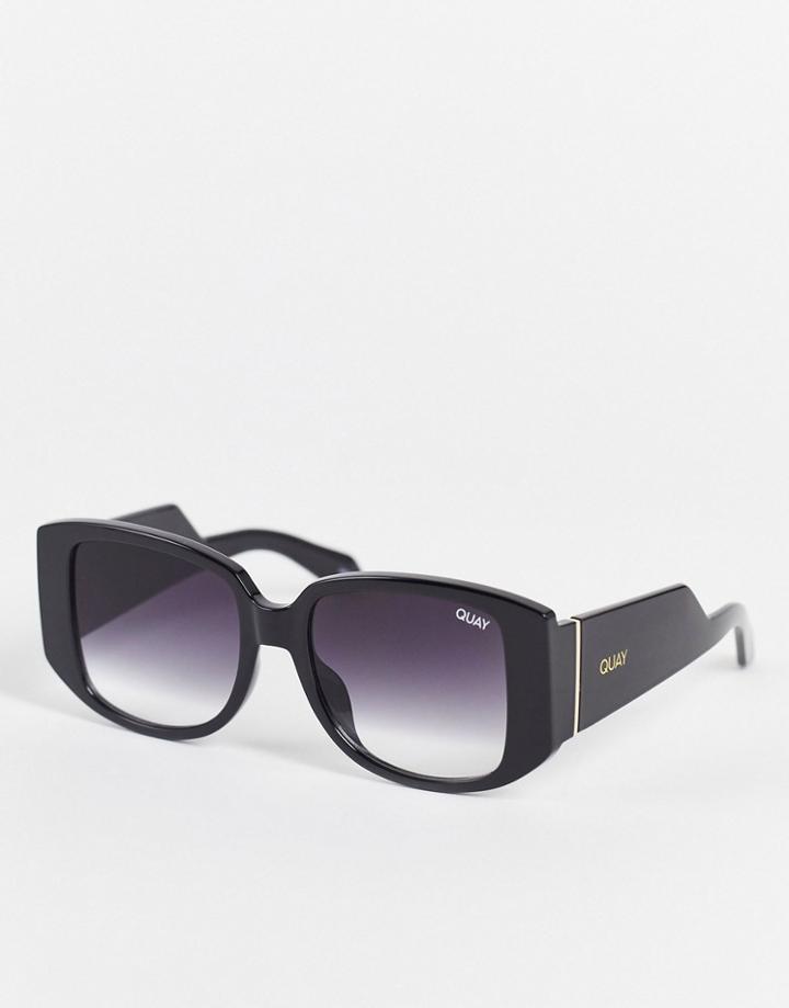 Quay Who Is She Womens Square Sunglasses In Black
