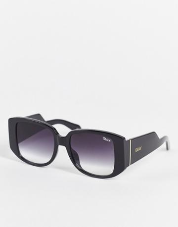 Quay Who Is She Womens Square Sunglasses In Black