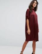 Y.a.s High Neck Satin Dress - Brown