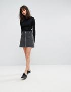 Weekday Zip Mini Skirt - Gray