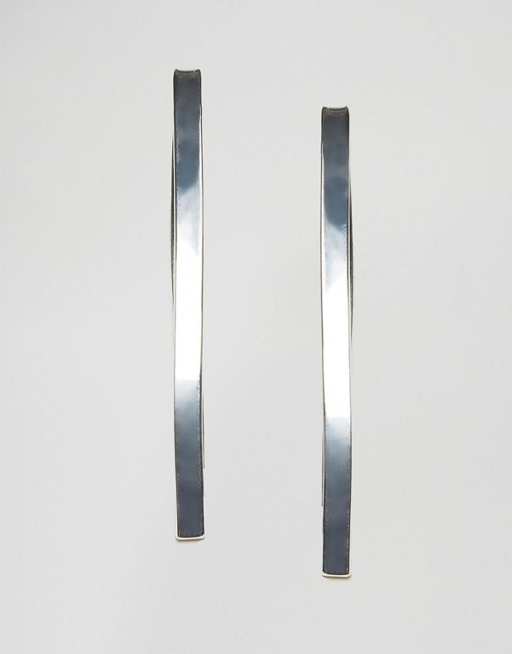 Nylon Longline Hoop Earrings - Silver