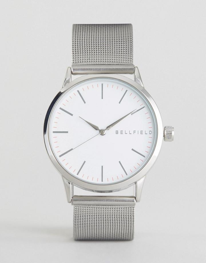 Bellfield Watch Silver Mesh Strap Watch - Black