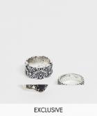 Reclaimed Vintage Inspired Ring Pack In Burnished Silver Exclsuive To Asos - Silver