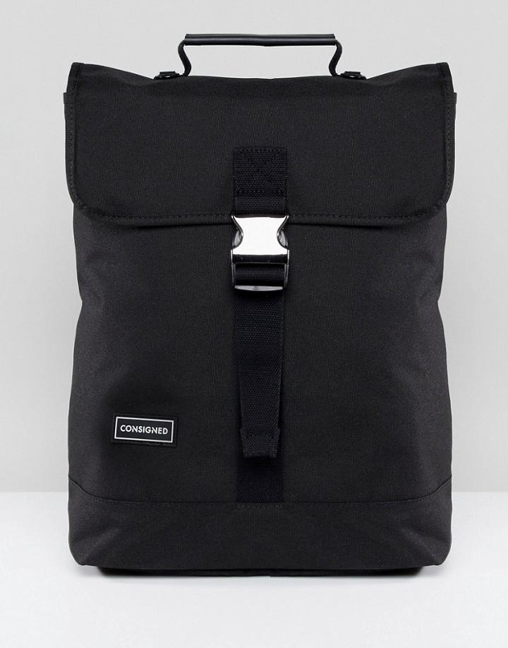 Consigned Foldover Backpack - Black