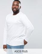 Asos Plus Long Sleeve T-shirt With Crew Neck - White