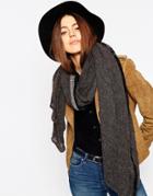 Asos Scarf With Geo-tribal Trim Fringe Detail - Gray