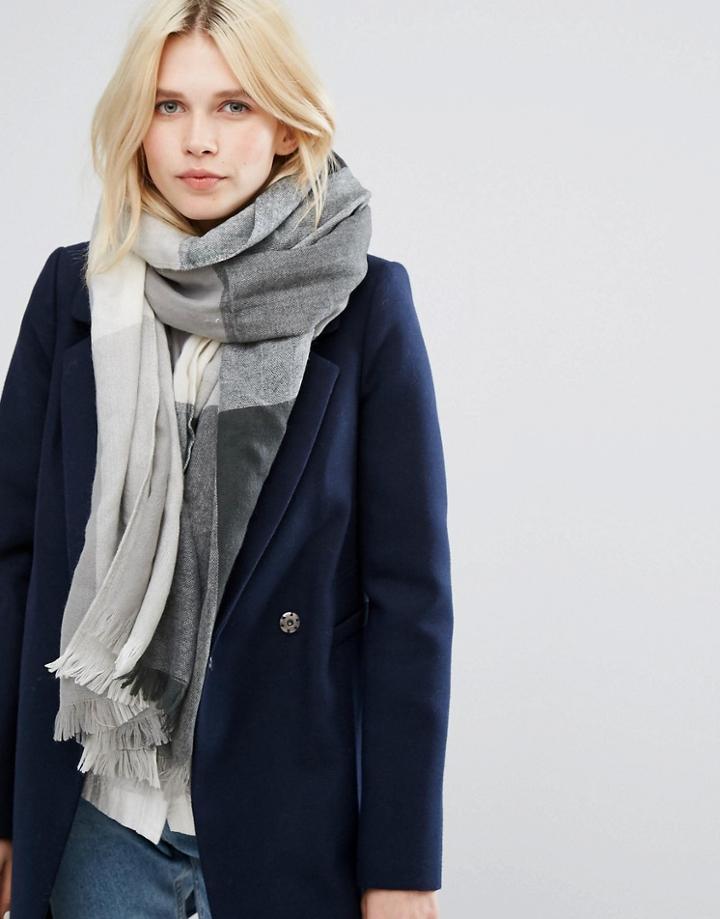 Pieces Block Scarf - Gray