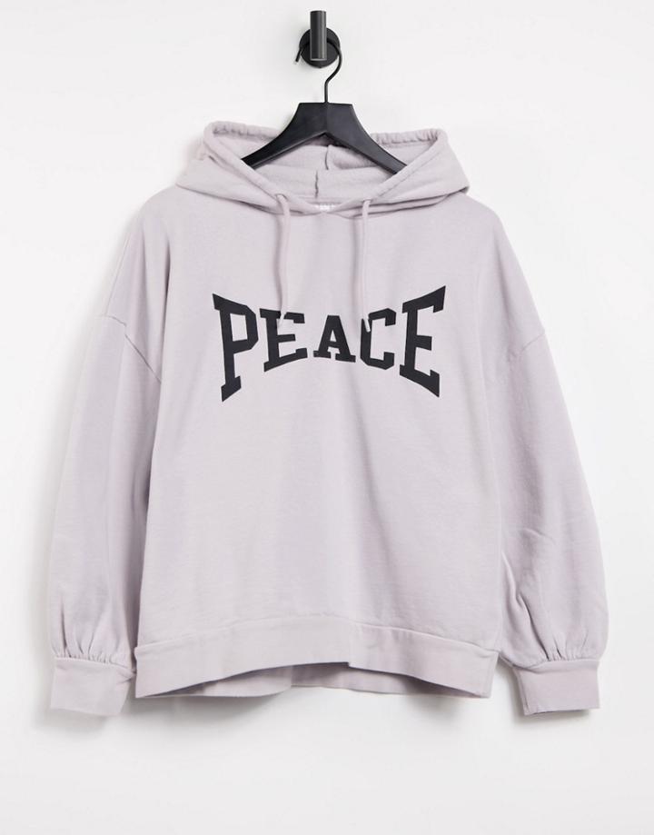 Topshop 'peace' Hoodie In Gray-grey