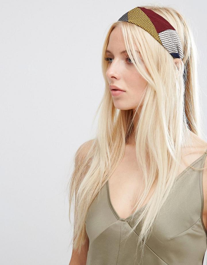 Asos Color Block Headband With Tie - Multi