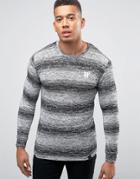 11 Degrees Long Sleeve T-shirt In Space Knit - Black