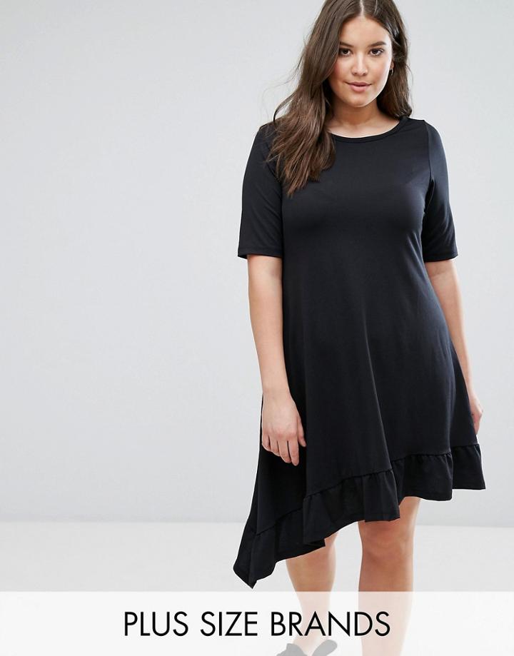 Junarose Asymmetric Swing Dress - Black
