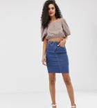 Vero Moda Tall High Waist Denim Pencil Skirt-blue
