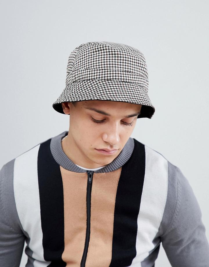 Asos Design Reversible Bucket Hat In Check - Multi