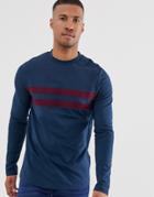 Asos Design Long Sleeve T-shirt With Contrast Panels In Navy - Navy