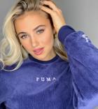 Puma Cord Cropped Crew Sweat In Navy - Exclusive To Asos