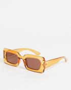 Pieces Rectangle Sunglasses In Brown