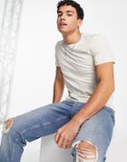 Jack & Jones Essentials Longline T-shirt With Curve Hem In Off White-neutral