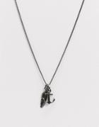 Seven London Feather And Anchor Pendant Necklace In Silver