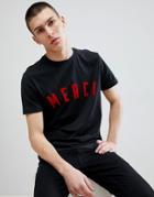New Look T-shirt With Merci Print In Black - Black