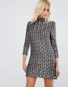 Goldie Alexa Square Sequin Shift Dress - Gray
