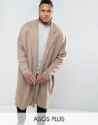 Asos Plus Extreme Oversized Longline Jersey Duster Jacket - Beige